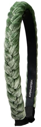 Alpenflüstern Trachten-Haarreif Samt Flechtoptik schmal - Damen Haarschmuck rutschfest, Haarband geflochten fürs Dirndl (salbei-grün) ADV160