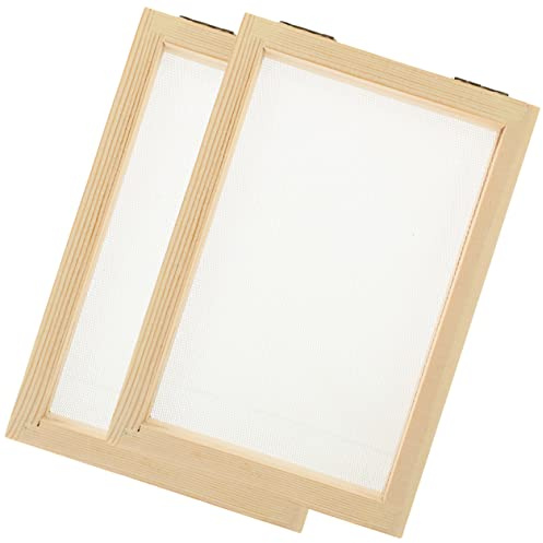 JEWEDECO 2 Stück Holz Papierschöpfrahmen Robustes Kiefernholz Wiederverwendbares DIY Bastelset für Papierherstellung Fördert Kreativität und Praktische Fähigkeiten bei Bastelarbeiten