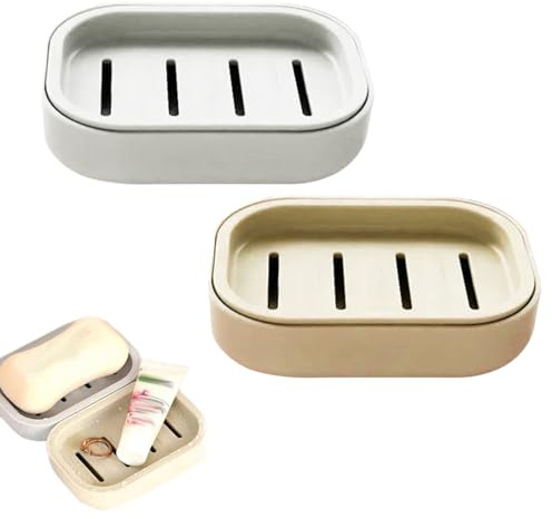 ARYIMYDP Organizador para Pastilla de Jabón, 2 Jaboneras de Baño con Rejilla de Secado, Mantiene el Jabón Seco y Limpio, Ahorra Espacio, Material Duradero, Ideal para Ducha y Lavabo