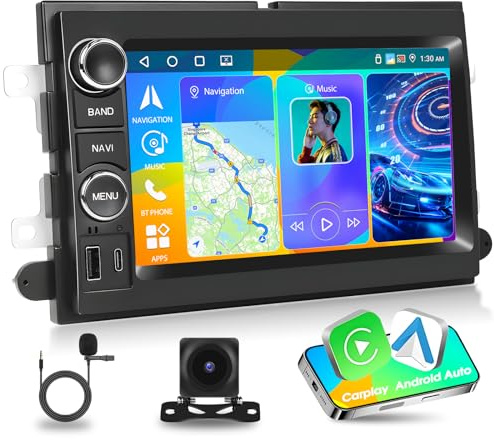Motorsi 7’’ Android Autoradio pour Ford F150 Shelby E250 Montego Fusion Taurus MKX Focus, 4+64G Android 15 Auto Radio Bluetooth 5.0 iOS Carplay Android Auto Radio EQ GPS WiFi Prend en Charge Dab