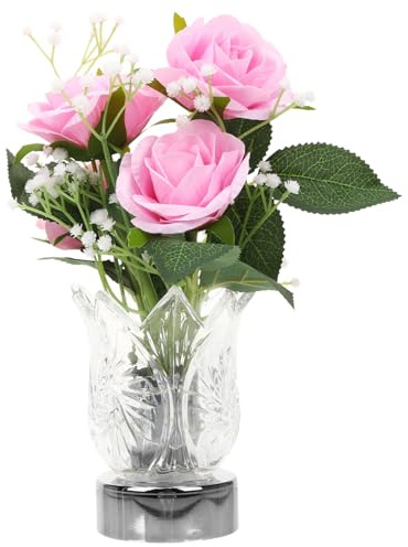 Gatuida Lampada Da Notte Led Vaso Di Fiori Fiore Di Rosa in Vaso Luce Led Decorazione Floreale Per Casa Camera Da Letto