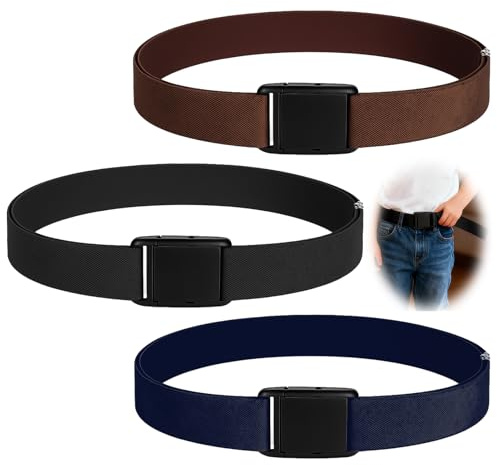 Ruvan 3 Pièces Ceinture Enfant Réglable, Ceintures Sans Boucle, Boucle En Plastique Sangle En Toile Militaire, Multicolore, Konventionell,Pour Uniformes Scolaires,Jeans, Pantalons Et Robes