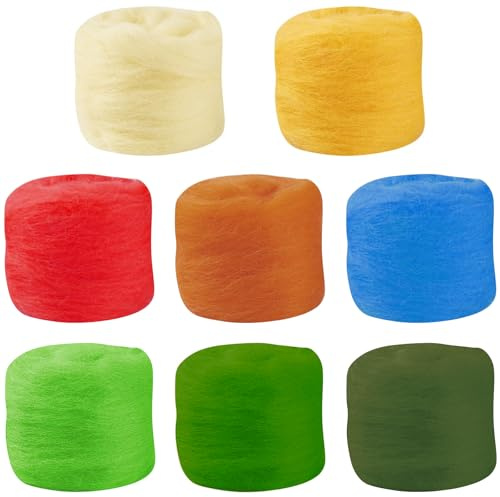 JYSNOW 8 Farben Filzwolle, Filzen Starterset, Nadel Filz Wolle Set, Filznadeln Schaumstoffmatte, für Anfänger, DIY Filz Tier Handwerk, Weihnachten Dekorationen Geschenk Heimdekoration (Stil 2)