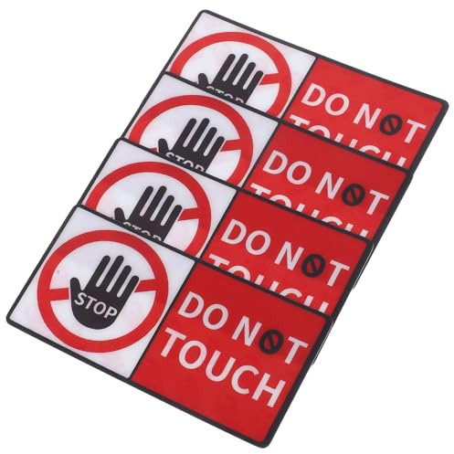 PRETYZOOM Adesivi di Sicurezza Cartello Non Toccare Impermeabili, Etichette Adesive Avvertimento 4 Pezzi per Cantieri, Fabbriche e Scuole, Promemoria Visibile per Protezione e Sicurezza