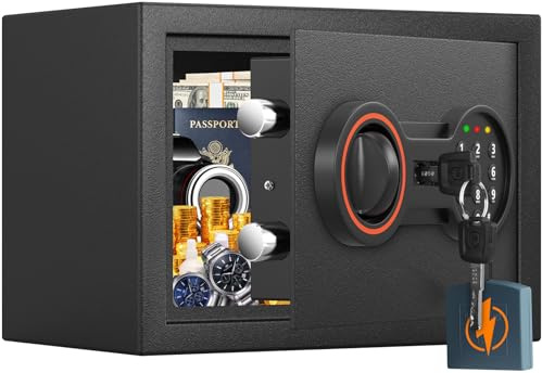15L Kleiner Möbeltresor mit Zahlenschloss, Tresor Feuerfest Wasserdicht | 20x31x21cm, für Kinde – Sicherheitssafe für Zuhause, Büro, Bargeld, Schmuck, Medikamente – inkl. Geldtasche & Notstrom