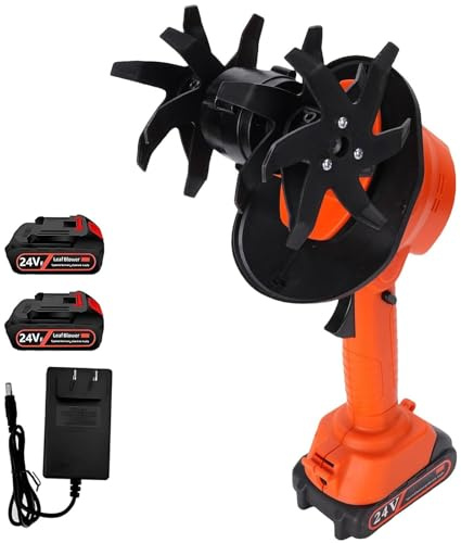 Mini Motozappa a Batteria, 24V Motozappa Elettrica 235RPM con 2 Batterie 1500mAh, Larghezza 10cm e profondità di Lavoro 10cm, Coltivatore da Giardino con 4 Lame in Acciaio per Orto e Terreni