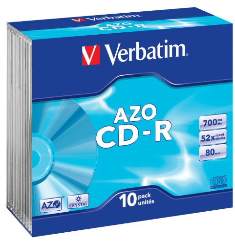 Verbatim SuperAZO Crystal Surface 48x 700 MB CD-Rohlinge im Slim Case 10er Pack