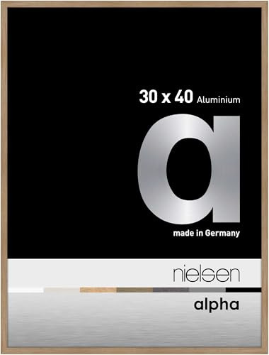 nielsen Alpha Oak Aluminium Picture Frame - 30x40cm - with Float Glass and Easy Push-Turn Clips - For Photos and Art