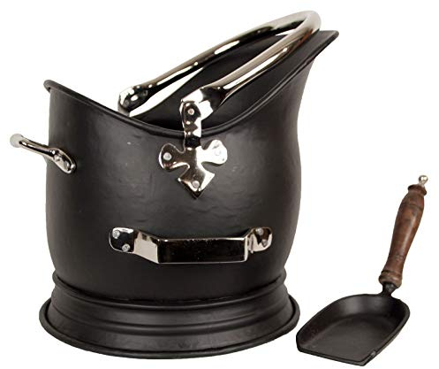 Middle-England 45cm Heavy Duty Large Coal Scuttle Bucket Hod with Shovel Black Nickel Finish Fireplace Accessory