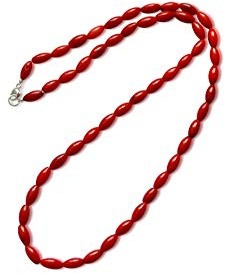 Halsband i Naturlig Röd Korall med 925 Sterling Silver, 43 cm, Karbinlås, Eleganta Smycken för Kvinnor
