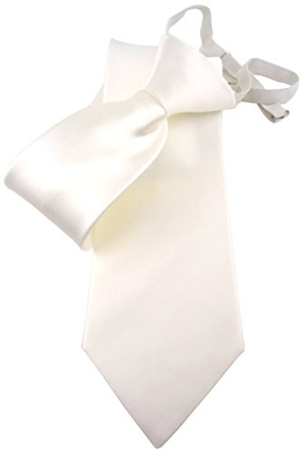 TigerTie Security Satin Seidenkrawatte creme weiß cremeweiß uni Gummizug - Krawatte Seide