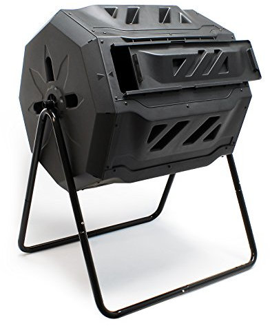 Wiltec Trommelkomposter mit 160 l Komposttrommel, Kompostbehälter aus Kunststoff, Komposter mit 2-Kammer-System, drehbarer Kompostierer für Garten