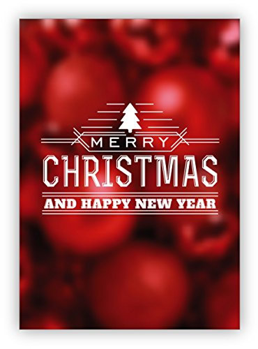 Kartenkaufrausch 10 Stück Moderne Foto Weihnachtskarte mit Weihnachtskugeln: Merry Christmas and happy new year • schönes Glückwunsch Karten Set mit Umschlägen zu Weihnachten, Neujahr, Silvester