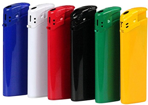 Druckspezialist 100 x weißes Feuerzeug Grenada Elektronik 2-seitig mit Druck Werbung Logo Text Bedrucken 1-farbig