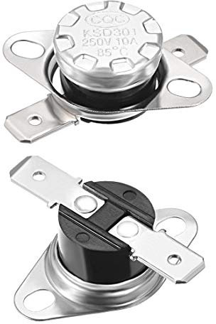 sourcing map KSD301 Thermostat 85 °C/185 °F 10A Schließer Schließer Temperaturschalter mit Schnappscheibe einstellen 2 Stück