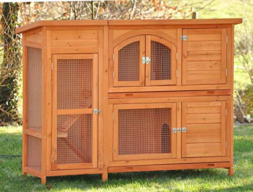 nanook Kaninchenstall Hasenstall XXL Meerschweinchenstall draußen Outdoor für 2 Hasen Volierendraht wetterfest Jumbo 138 x 48 x 109 cm