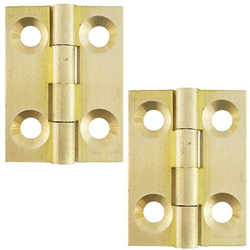 H&E™ 1 x ¾ Inch - 25mm x 19mm x 1.3mm Pin-Lock™ Butt Hinges 1 Pair (2 Hinges) Natural Satin Brass