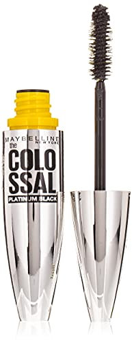 Maybelline New York Schwarze Wimperntusche mit Collagen für voluminöse Wimpern in nur einem Auftrag, Volum' Express The Colossal Platinum Mascara, Black, 1 x 10,7 ml