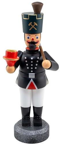 Jan Legler | Räuchermännchen Räucherfigur | erzgebirgische Volkskunst | Made in Germany | 22 cm | Bergmann mit Licht und Hacke