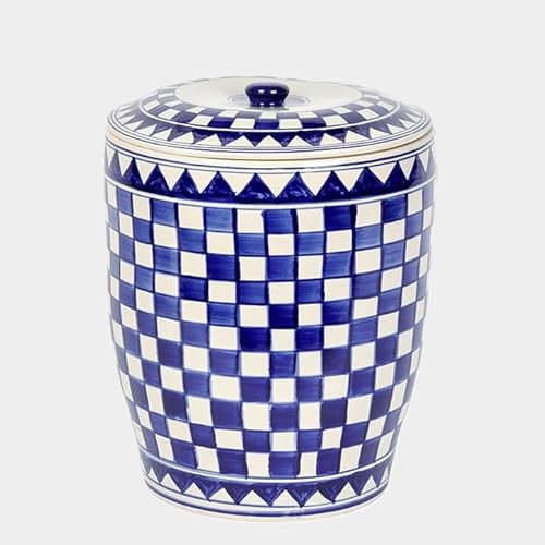 Lambert China Porz. Brottopf Küchenkaro White/Blue H37 cm