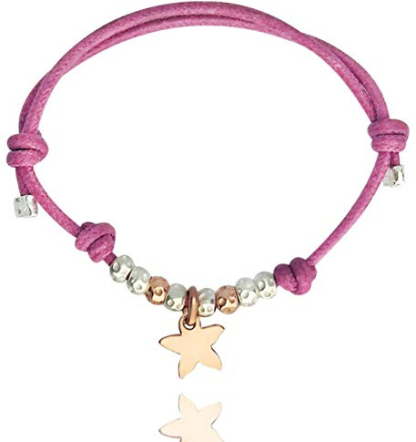 ViMon Gioielli, BRACCIALE cordino con ciondolo STELLA MARINA rosato, granelli martellati, in ARGENTO 925, cordino disponibile in vari colori