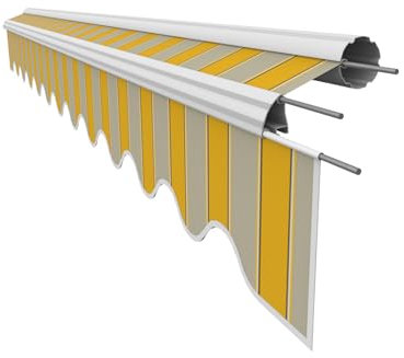 VANA Markisenstoff mit Volant für 3 x 2 m Markisen Ersatzstoff Markisentuch Bespannung Sonnenschutz fertig genäht Maß Tuch 2,82 x 2 m Volant 2,82 x 0,21 m Design SPD025