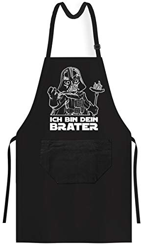 OM3® ICH-BIN-DIN-BRÖTER – grillförkläde – Parodie Fun – BBQ köksförkläde för vuxna unisex, svart, One size