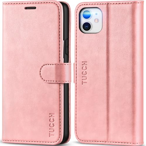 TUCCH Funda Cartera para iPhone 11 Cuero PU, Rosa Claro