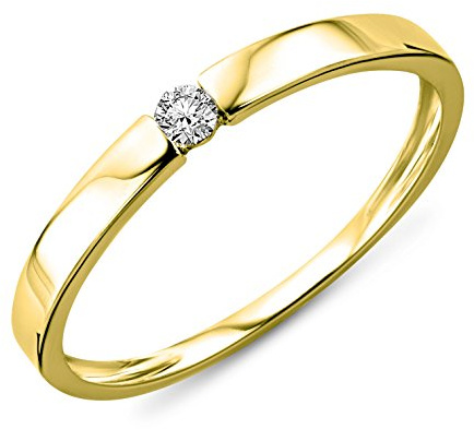 MIORE Ring Damen 0.05 Ct Solitär Diamant Verlobungsring aus Weißgold/Gelbgold 9 Karat / 375 Gold, Schmuck