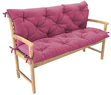 chilly pilley Bankkissen Relax Palettenkissen mit Rückenlehne Gartenschaukelkissen mit Nähten Gesteppt Gartenkissen Garten Kissen Sitzpolster Hollywoodschaukel (120x50x50, Rosa)
