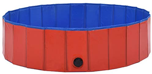 Tidyard Hundepool Haustierpool Planschbecken Faltbare Hunde Katzen Bad Planschbecken Swimmingpool Rot 120 x 30 cm PVC