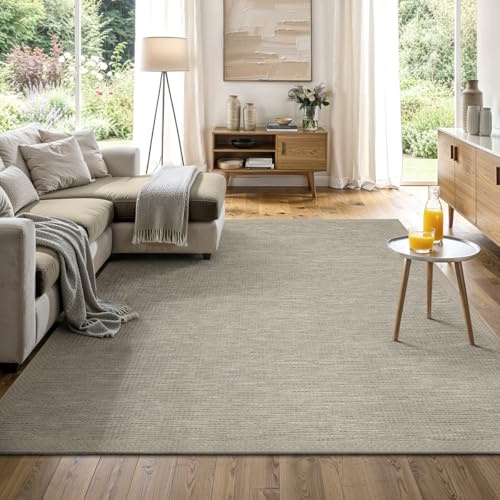 the carpet Calgary – tappeto per interni robusto e facile da pulire, ideale per soggiorno, cucina o sala da pranzo, adatto anche per esterni – resistente alle intemperie – Beige-Grigio, 140 x 200 cm