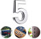 TopE Silver Waterproof 3D Number Stickers - Self Adhesive House Room Door Number for Home Apartment Cabinet Table Mailbox Outdoor Indoor Use (No.5)