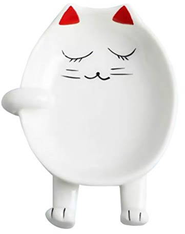 Lurrose Cartoon Ceramic Pot Lid Stand Spoon Holder Chopsticks Rack Kitchen Utensil Storage Organizer 5.12X4.13X0.79 Inch Compact Size for Home Kitchen