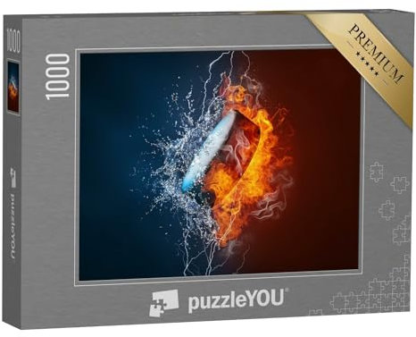 puzzleYOU: Puzzle 1000 Teile „Eishockey-Puck explodiert: Grafik für Poster“ – aus der Puzzle-Kollektion Menschen, Eishockey