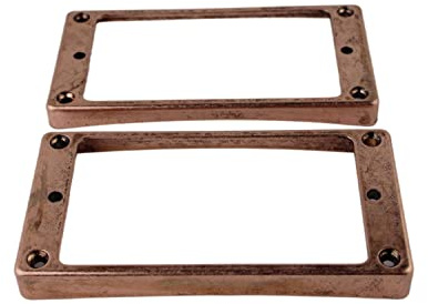 Guyker böjd botten metall Humbucker pickup monteringsring set – bro och hals pickuper skyddsram ersättning kompatibel med Les Paul LP-stil elgitarr (2 st, brons)