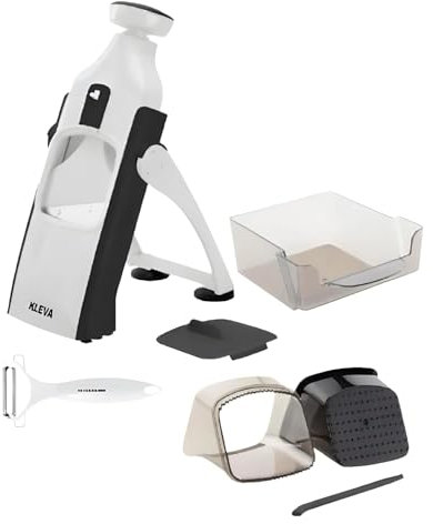 Kleva Range SAFESLICER01 Safety Slicer One-Push XL-Gemüseschneider mit BONUS-Schäler und Koch-E-Book, 35.5cm x 15cm x 13cm