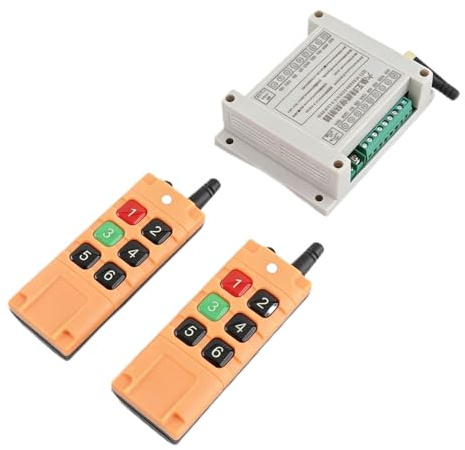 Sxhlseller Control Remoto de Grúa Inalámbrica, Receptor de Interruptor de Radio de Polipasto de Elevación Eléctrica de Canal Industrial, Receptor de Transmisor de 6 Teclas, para Equipos de Elevación