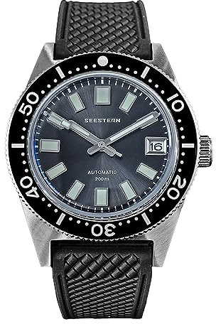 Seestern Vintage 62MAS, Grau, NH35, Saphir, Lume, 200 m Taucher, Armband + Gummi, BNIB, grau, Vintage