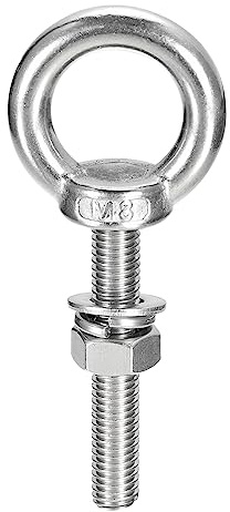 sourcing map Levage Œil Boulon, 1 Ensemble M8x50mm Œil Boulon avec Écrou Rondelle 304 Inox Acier Épaulement Levage Anneau Œil Boulon pour accrochage Article