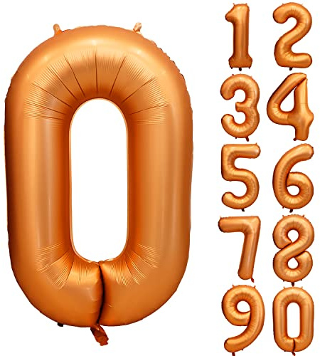Ballon anniversaire orange chiffre 0 en couleur - Ballon géant en aluminium Mylar pour hélium - Ballon gonflable pour mariage, fête de bébé, anniversaire, décoration pour fille et garçon - Décoration