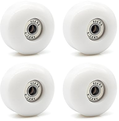 IBOWZ Inline-Skate-Räder mit 4 Packungen 58 x 32 mm 95A Skateboard-Räder und Lager, Quad-Skate-Räder, installierte 95A Street Wheels Skateboards Tricks, Weiß