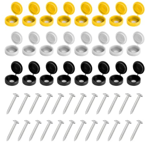JNNJ 48 Pezzi Set Di Viti E Tappi per Targa, Vite per Targa, Vite Tappi Di Copertura Delle Viti Con Cerniere, Kit Di Fissaggio Targa E Tappi a Vite in Plastica Auto Moto per Auto, Moto, Camion