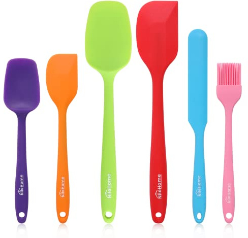 NileHome Silikon-Spatel-Set, lebensmittelgerecht, hitzebeständig, BPA-frei, mit Bürste und Gummi-Spatel
