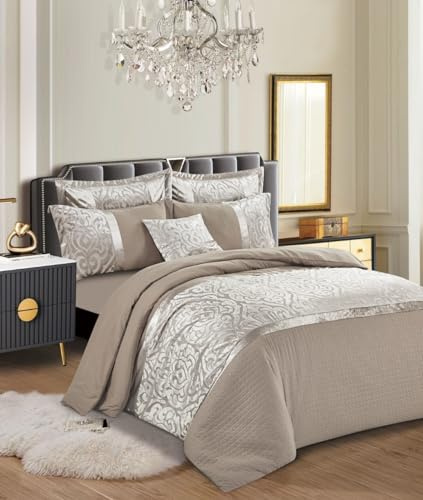 PRIME LINENS 3 Piece Infinix Duvet Cover Set – Soft Jacquard Velvet – Bedding Quilt Cover Set with Pillow Cases Hypoallergenic Machine Washable (Mink, Double)