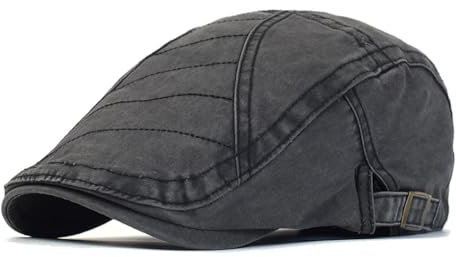 WOYUANSHA Barett Baskenmützen Für Herren Verstellbare Baskenmütze Aus Gewaschener Baumwolle Für Herren Und Damen Unisex Solide Baskenmütze Schirmmütze Lässige Vorwärtskappe 56–59 cm Schwarz