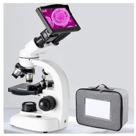 ZTBH Mikroskop-Zubehör-Kit Zoom 40X-6000X Binokulares biologisches HD-Mikroskop Laborstudentenmikroskop mit LED-Licht, 7-Zoll-Bildschirm und WF10X 50X-Okularen Mikroskopische Objektträger