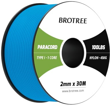 Brotree Paracord 2mm 30M 100% Nylon Seil Schnur mit 1 Kern Typ I | 45kg (100lbs) Bruchlast, Spule, Camping, Angeln, Überleben, Basteln, Armband, DIY