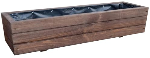 FKL DESIGN Home Deco Schmaler Blumenkasten Holz 90 cm – Pflanzkasten Balkon & Fensterbank, Pflanzkübel Wetterfest, Kräuterbeet Lang (D6 Palisander)