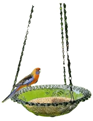 Joselin Lot de 2 mangeoires à oiseaux suspendues en plein air Décoration de jardin Bain d'oiseaux Plateau Abreuvoir d'eau Distributeur de nourriture pour animaux de compagnie, B